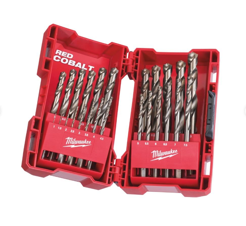 Milwaukee 25-Piece HSS-G Cobalt Drill Bit Set - High Speed Steel for Metal, Wood & Plastic - Perfect for DIY, Construction & Home Improvement Projects