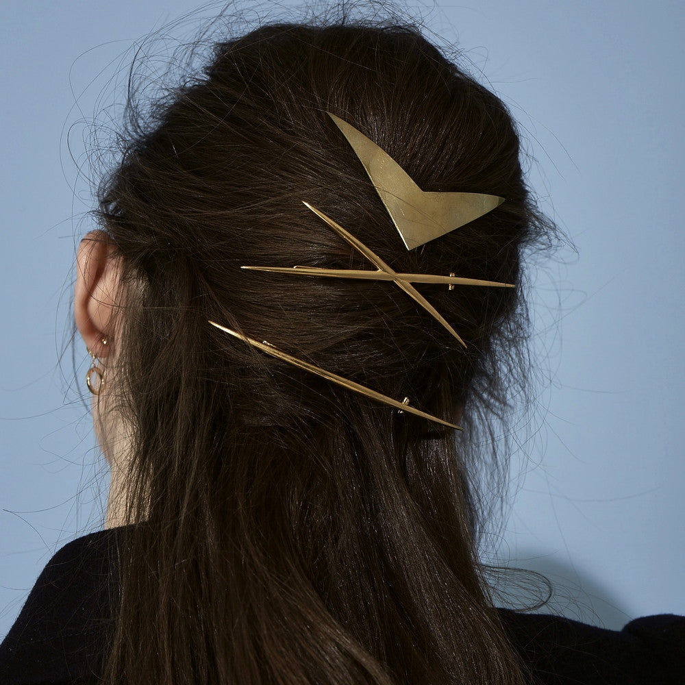 Gold Glossy Barrette Hair Clip - Elegant Hair Accessory for Women, Girls, Parties & Weddings
