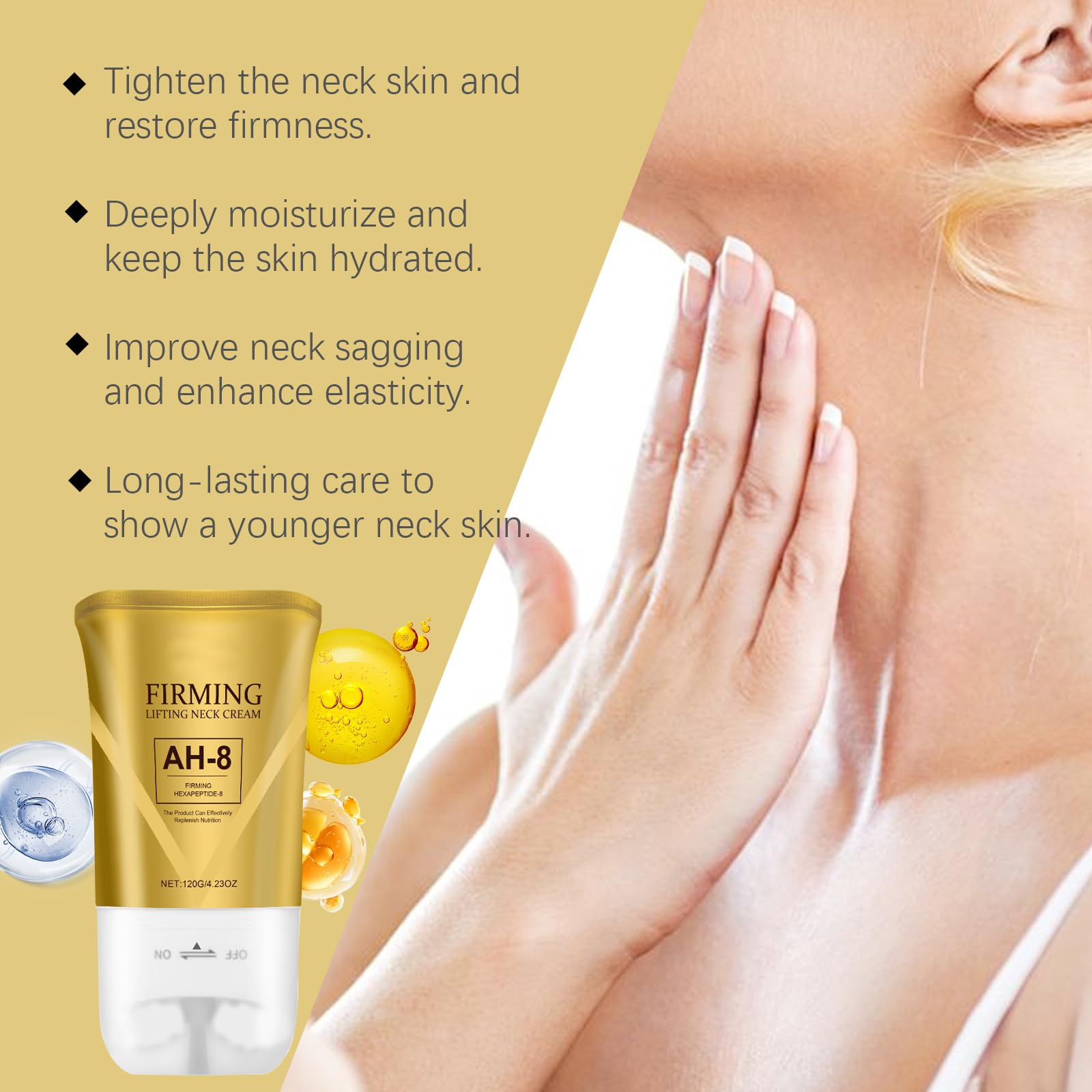 Ah-8 Neck Firming Cream with Double Roller - Tighten & Lift for Women | Daily Skincare Routine