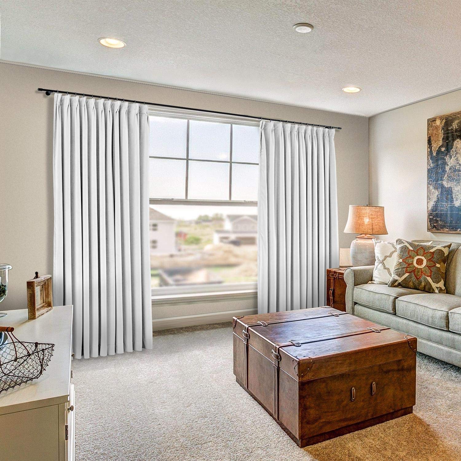 Premium Double Pinch Pleat Blackout Curtains for 2-Story Windows - Extra Long 150