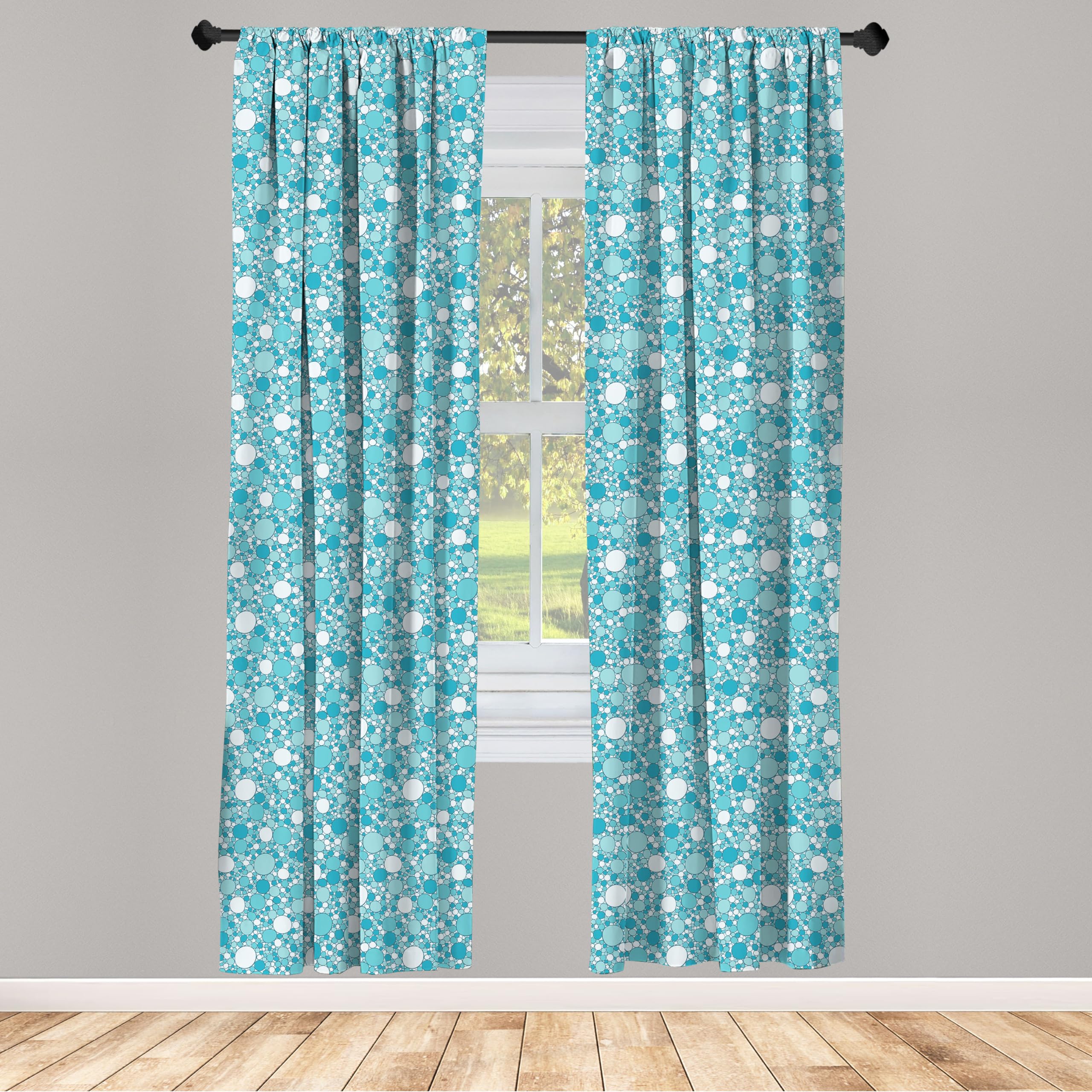 Ambesonne Modern Abstract Curtain Set with Bubble Pattern - Lightweight Window Treatment for Living Room & Bedroom - 56