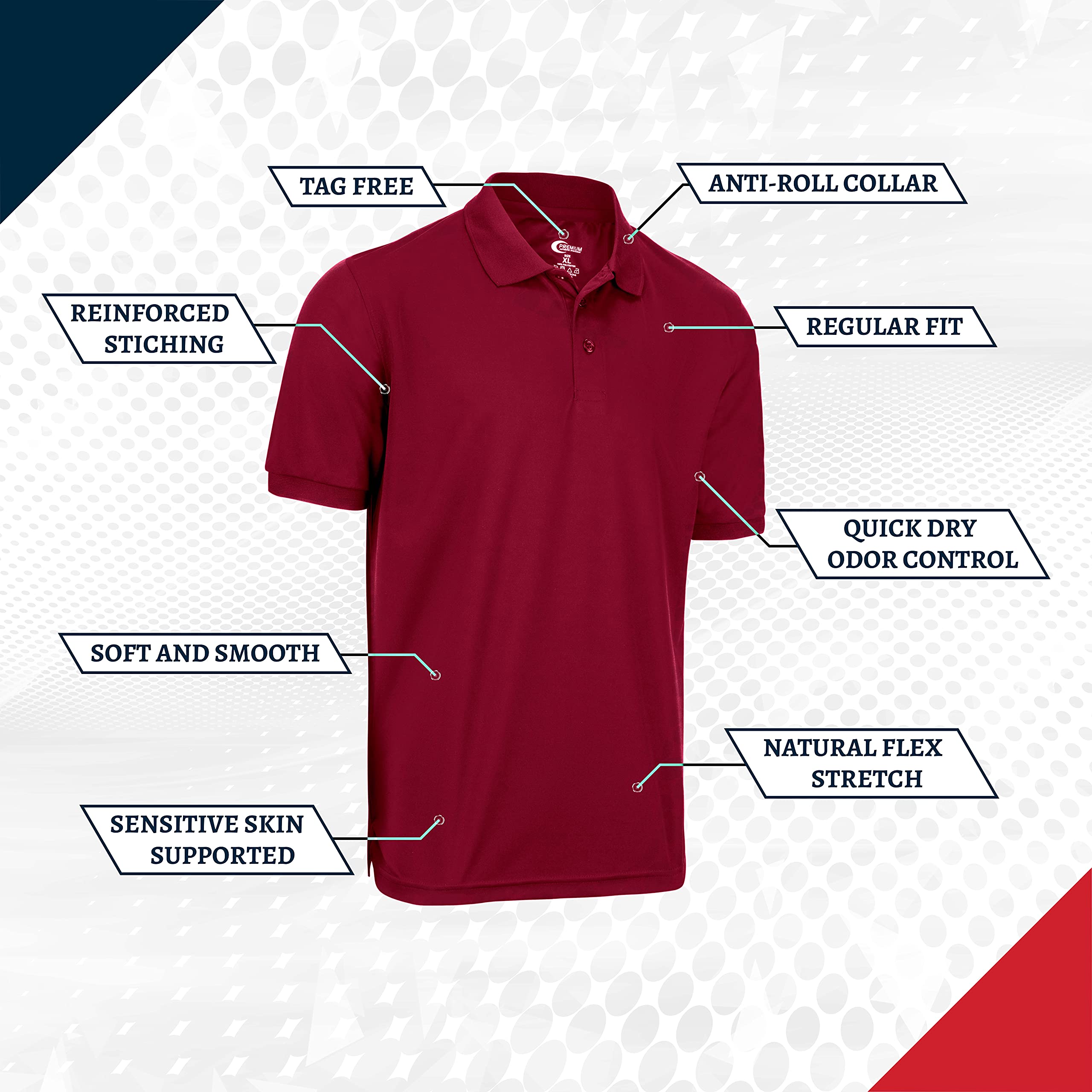Premium Moisture-Wicking Men's Polo Shirt - Quick-Dry Breathable Golf & Casual Wear for Active Lifestyles