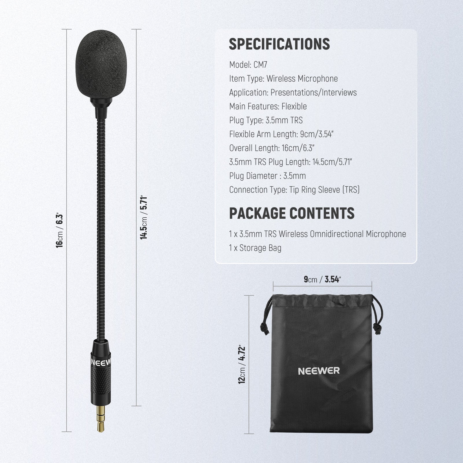 NEEWER CM7 Professional 3.5mm TRS Omnidirectional Condenser Microphone for Podcasting, Streaming, Voice Recording & YouTube Videos - Crystal Clear Audio for Content Creators