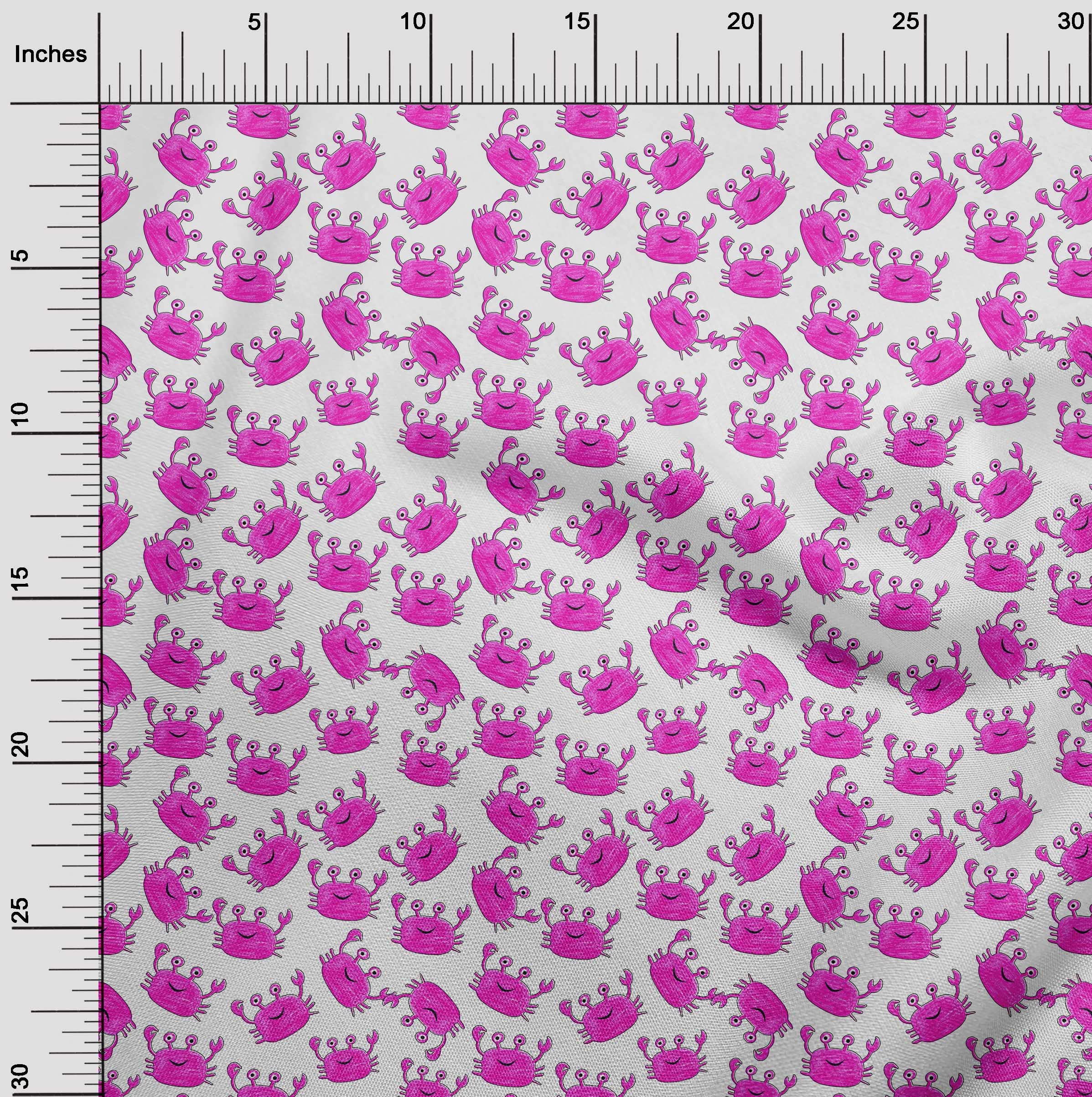oneOone Polyester Spandex Fuschia Pink Kids Crab Print Fabric by The Yard - 56 Inch Wide Stretchy Dress Material for DIY Kids Clothing & Costumes