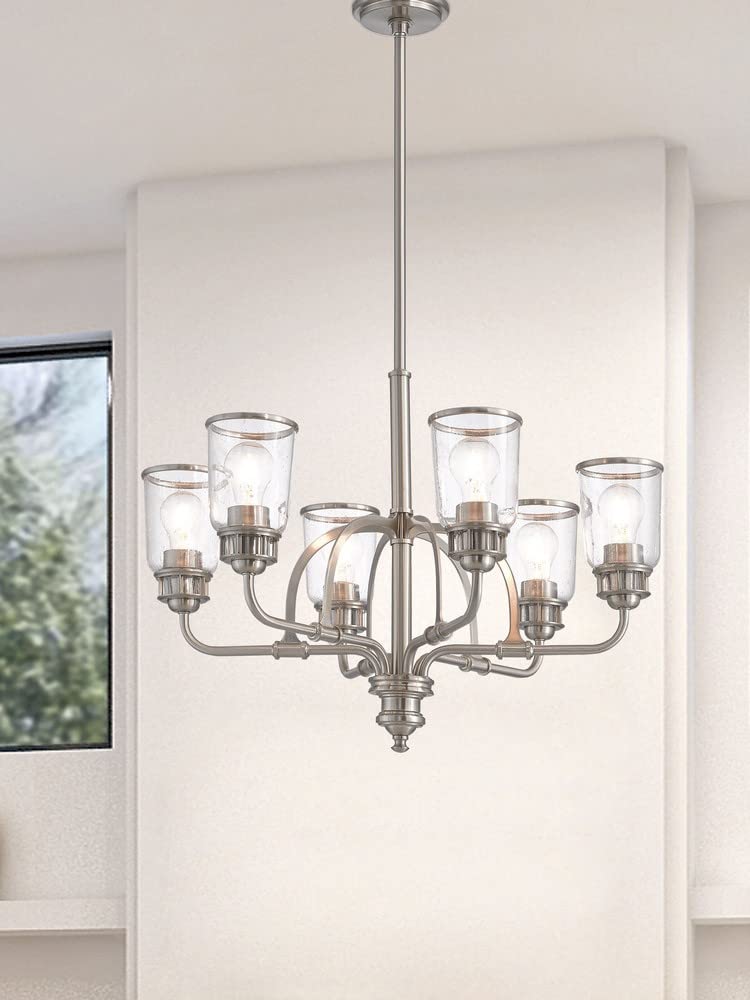Livex Lighting 40026-04 6-Light Black Chandelier - Modern Crystal Ceiling Light Fixture for Dining Room, Bedroom & Living Room Decor