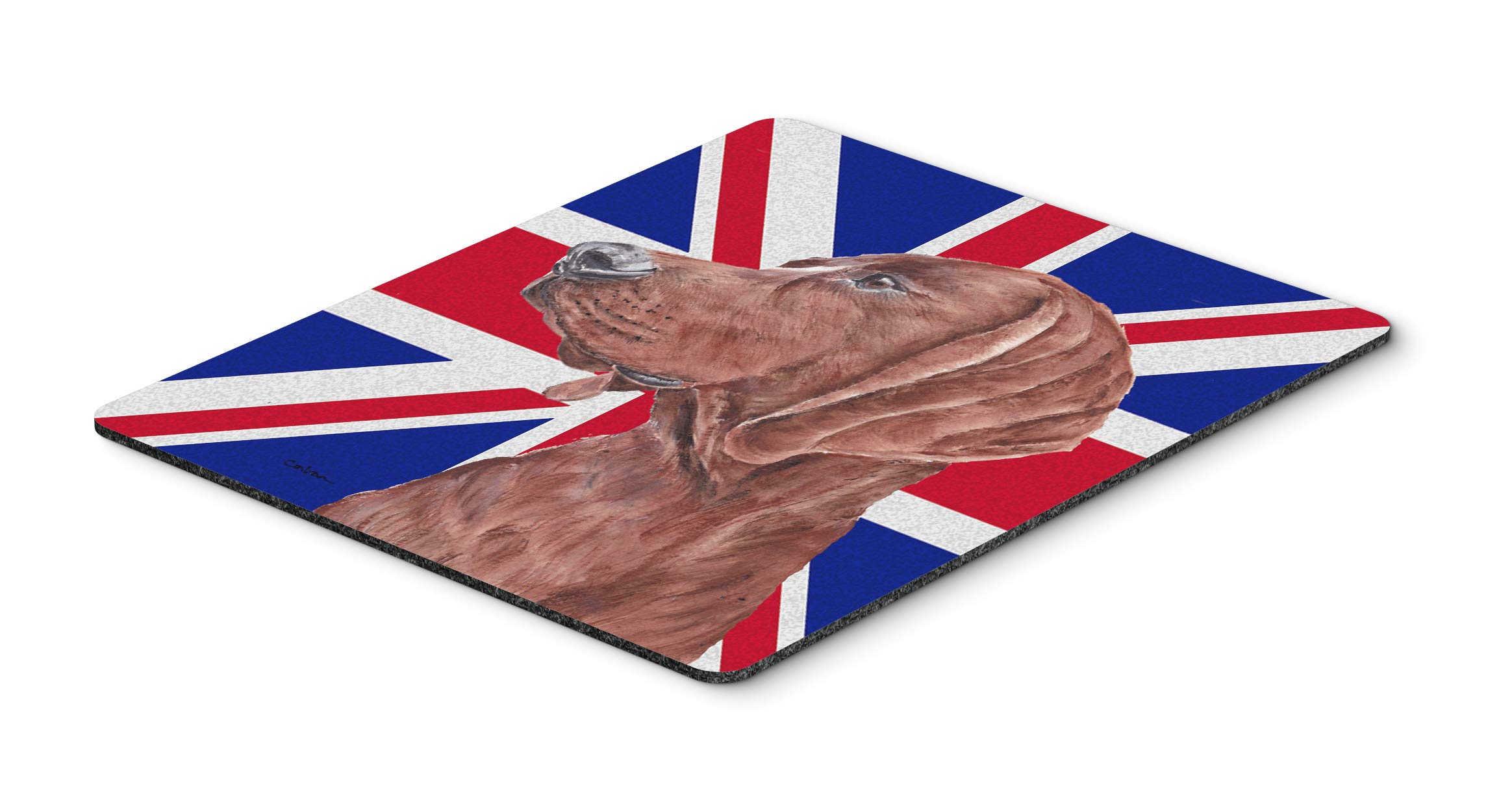 Redbone Coonhound with Union Jack British Flag Mouse Pad - Large Washable Non-Slip Desk Mat for Home Office, Gaming & Computer Work | Perfect for Laptops, Hot Pads & Trivets | Durable Office & Gaming Accessory