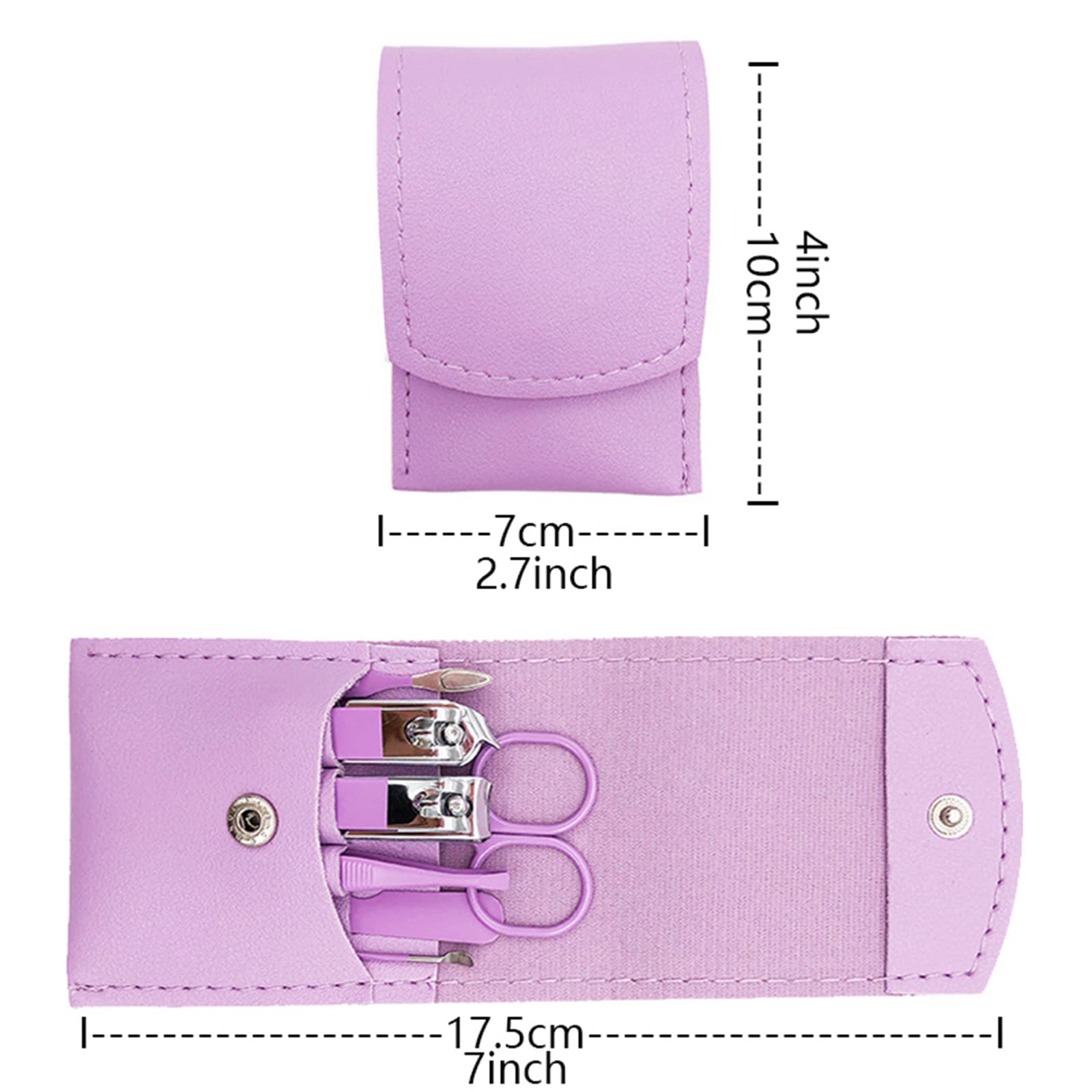 7PCS Professional Nail Clipper Set - Stainless Steel Manicure & Pedicure Kit with Purple PU Leather Case - Perfect for Home, Travel & Salon Use