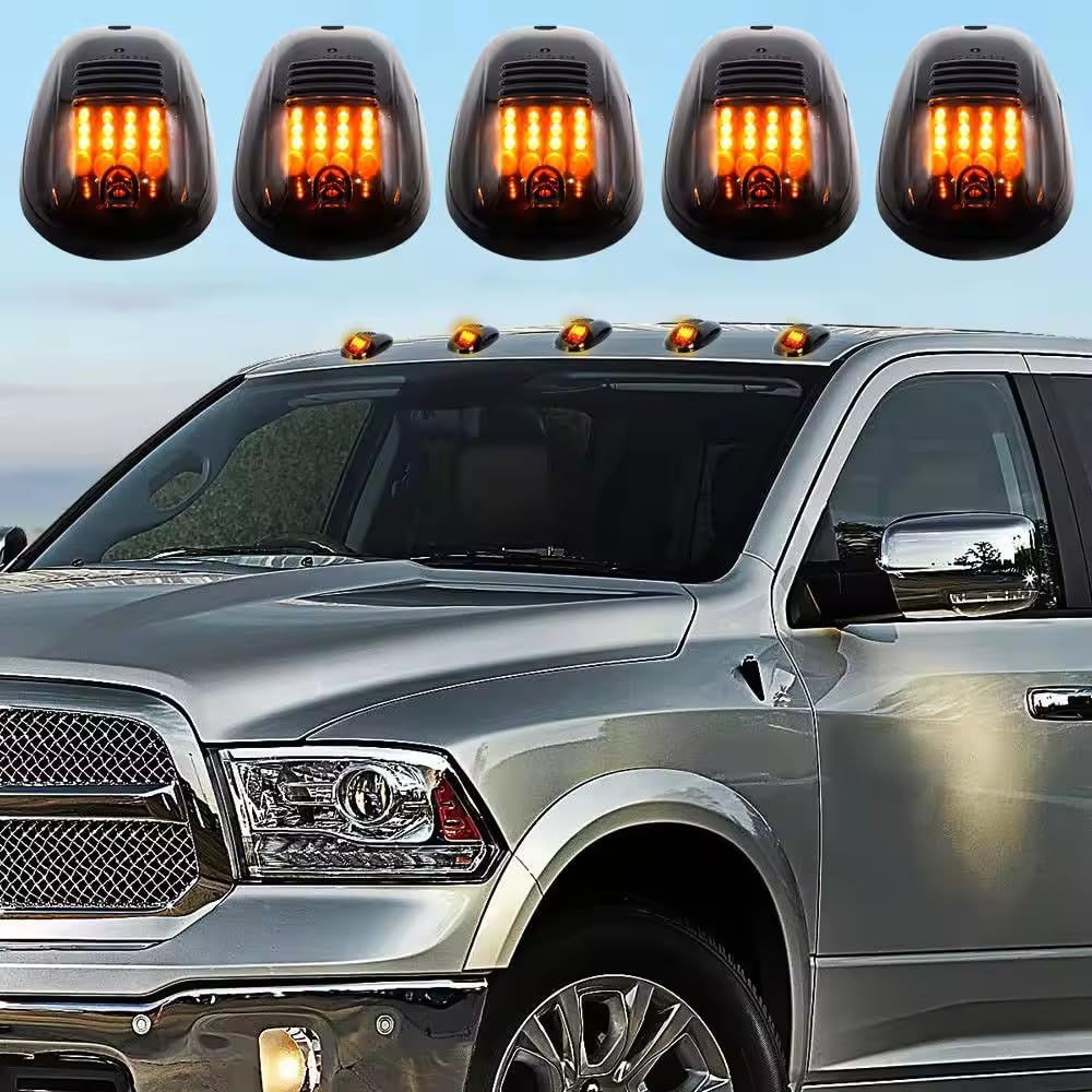 2024 Upgraded No Drill Solar Cab Lights for Trucks - Wireless LED Roof Lights with Vibration Sensor, Waterproof & Bright Marker Lights - Perfect for Night Driving, Off-Road Adventures & Work Trucks
