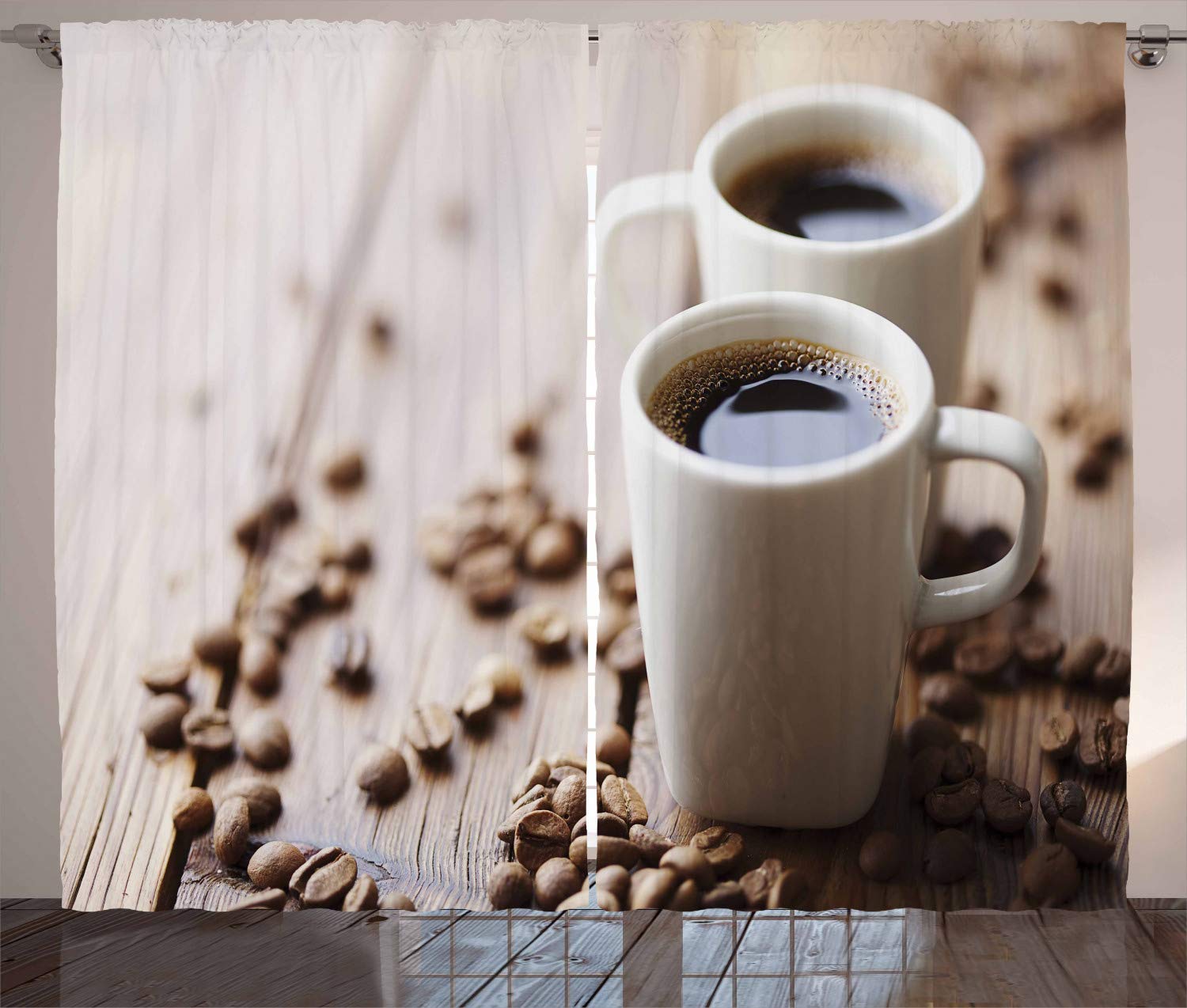 Ambesonne Coffee Themed Curtains - 2 Panel Set, 108