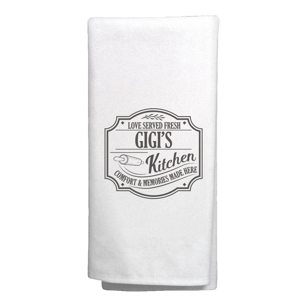 Gigi's Kitchen Comfort Inspirational Tea Towels 2-Pack - White Decorative Dish Towels for Cooking, Baking & Home Decor