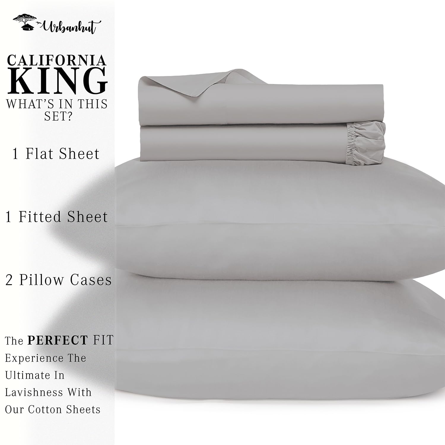 Premium 700 Thread Count Egyptian Cotton Sheets California King Size - 4Pc Luxury Bed Sheet Set with 16