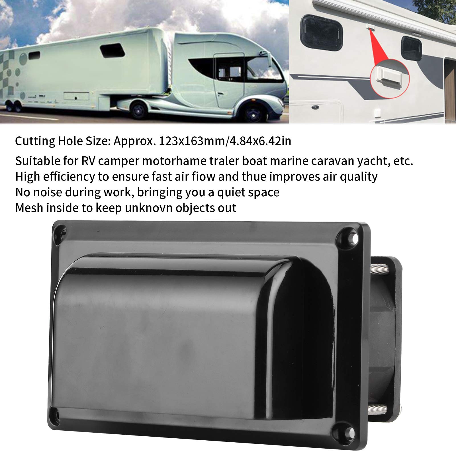 KIMISS RV Caravan Ventilation Exhaust Fan - Side Air Vent Accessory for HVAC Ducting, Furnace Parts & Heaters | Improve Airflow in Campers, Trailers & Tiny Homes