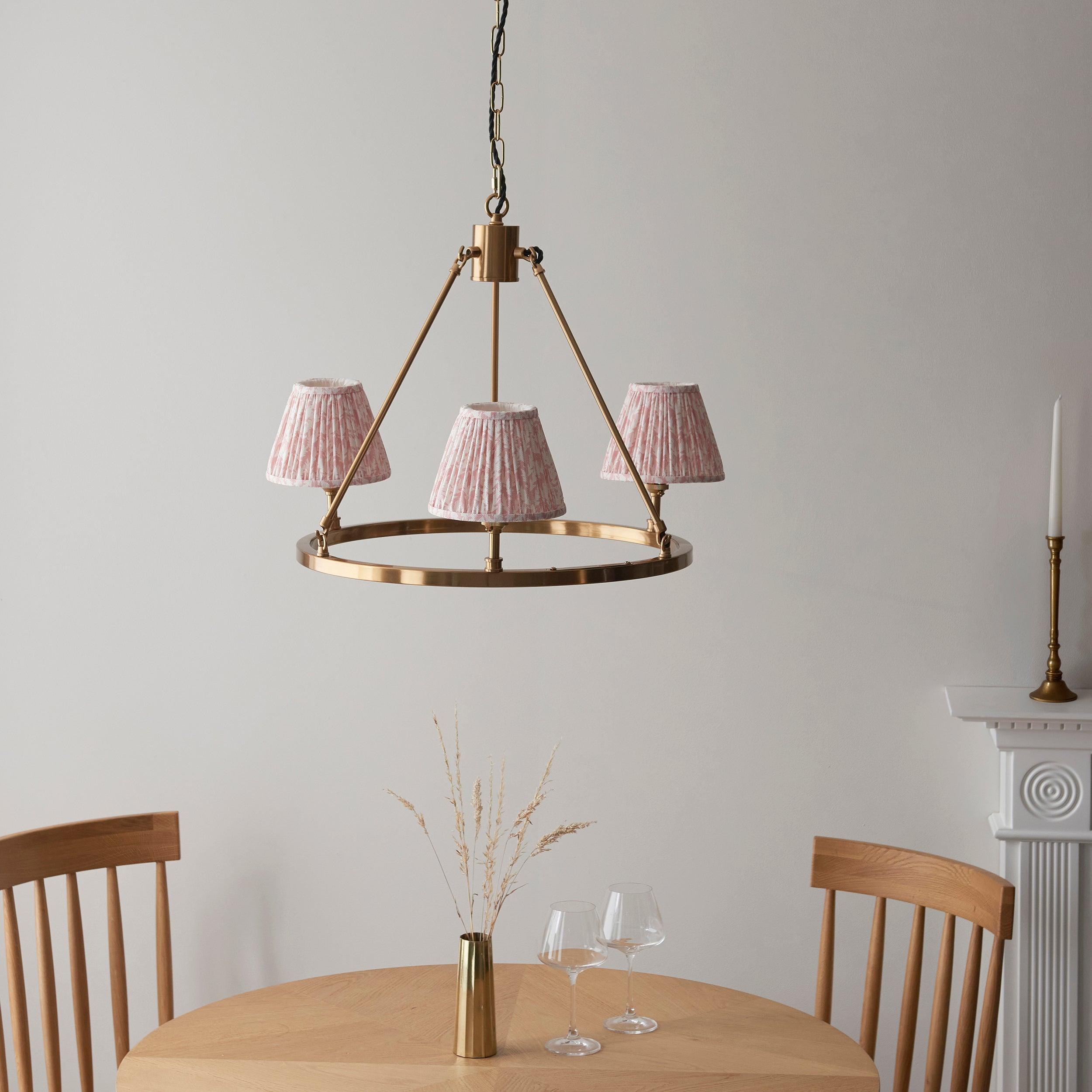 Chester Brass Ceiling Pendant Light with 16cm Peachy Keen Shades - Vintage Industrial Lighting for Kitchen Island, Dining Room & Bedroom
