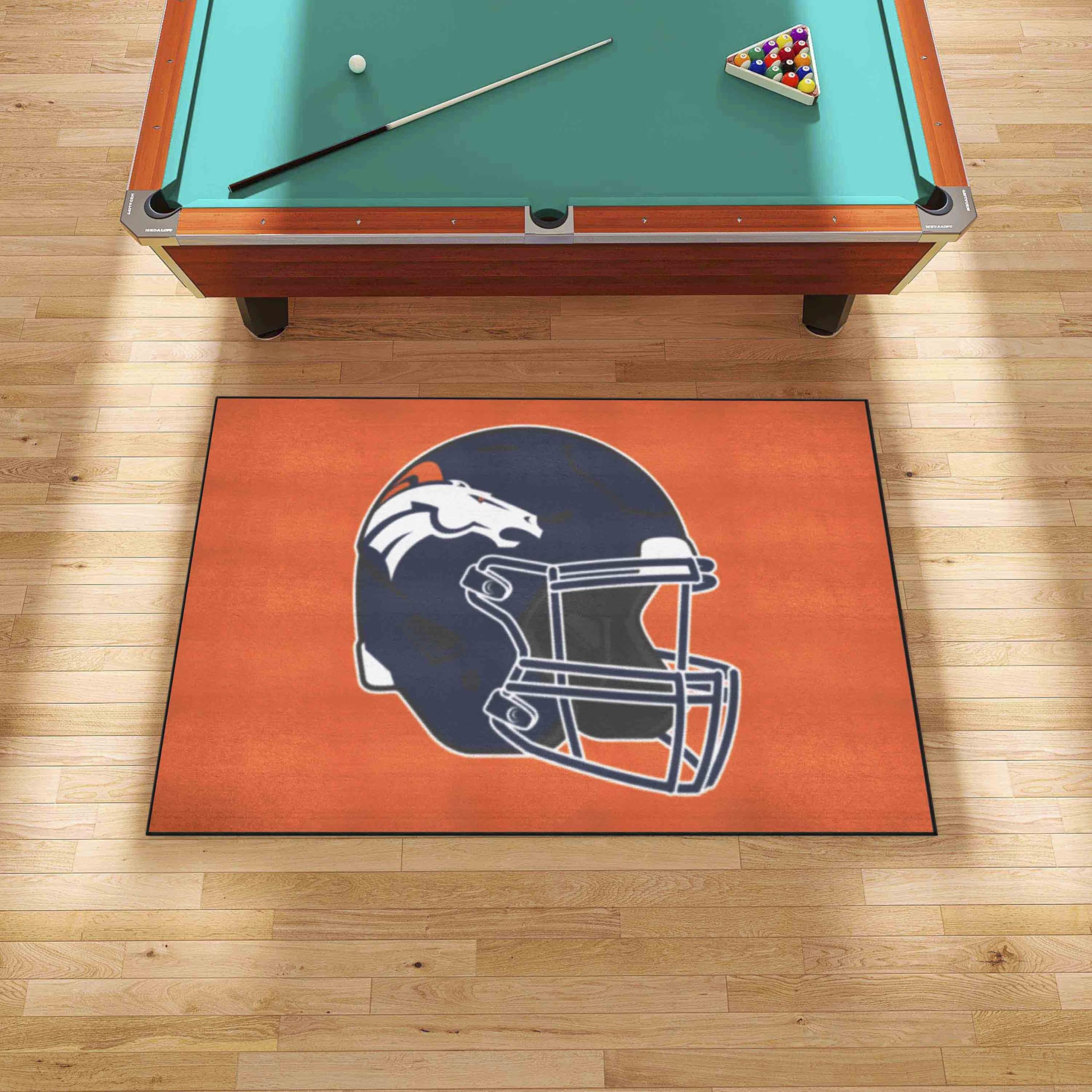 FANMATS 5722 Denver Broncos Ulti-Mat Rug - 5ft x 8ft Sports Fan Area Rug with Broncos Helmet Logo | Perfect for Home Decor, Game Room, Tailgating & Man Cave - Orange NFL Team Rug