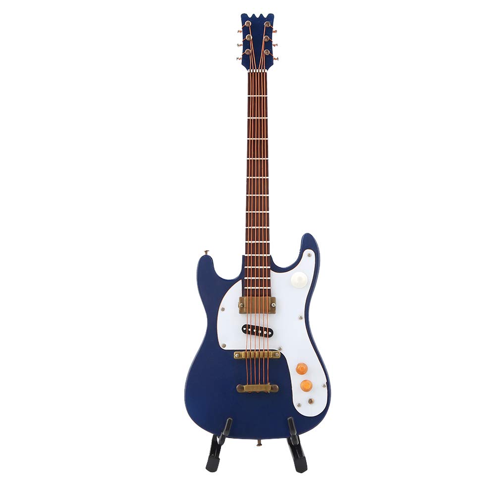 Zerodis Mini Wooden Guitar Model - Electric Guitar Miniature with Stand & Display Box - Perfect for Dollhouse Accessories, Home Decor & Musical Instrument Collectors | Great Gift for Musicians & Miniature Enthusiasts