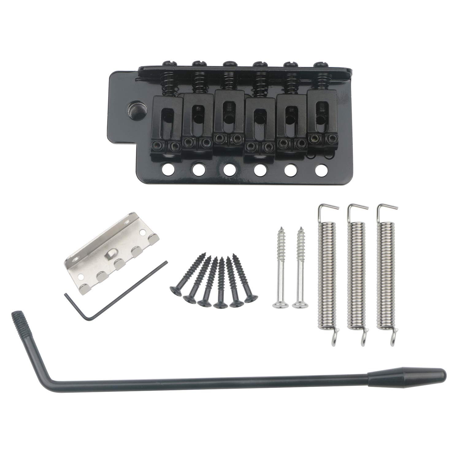 Premium 6-String Electric Guitar Tremolo Bridge System with Whammy Bar - Black Replacement Tailpiece for Stratocaster Style Guitars | Perfect for Rock, Blues & Live Performances