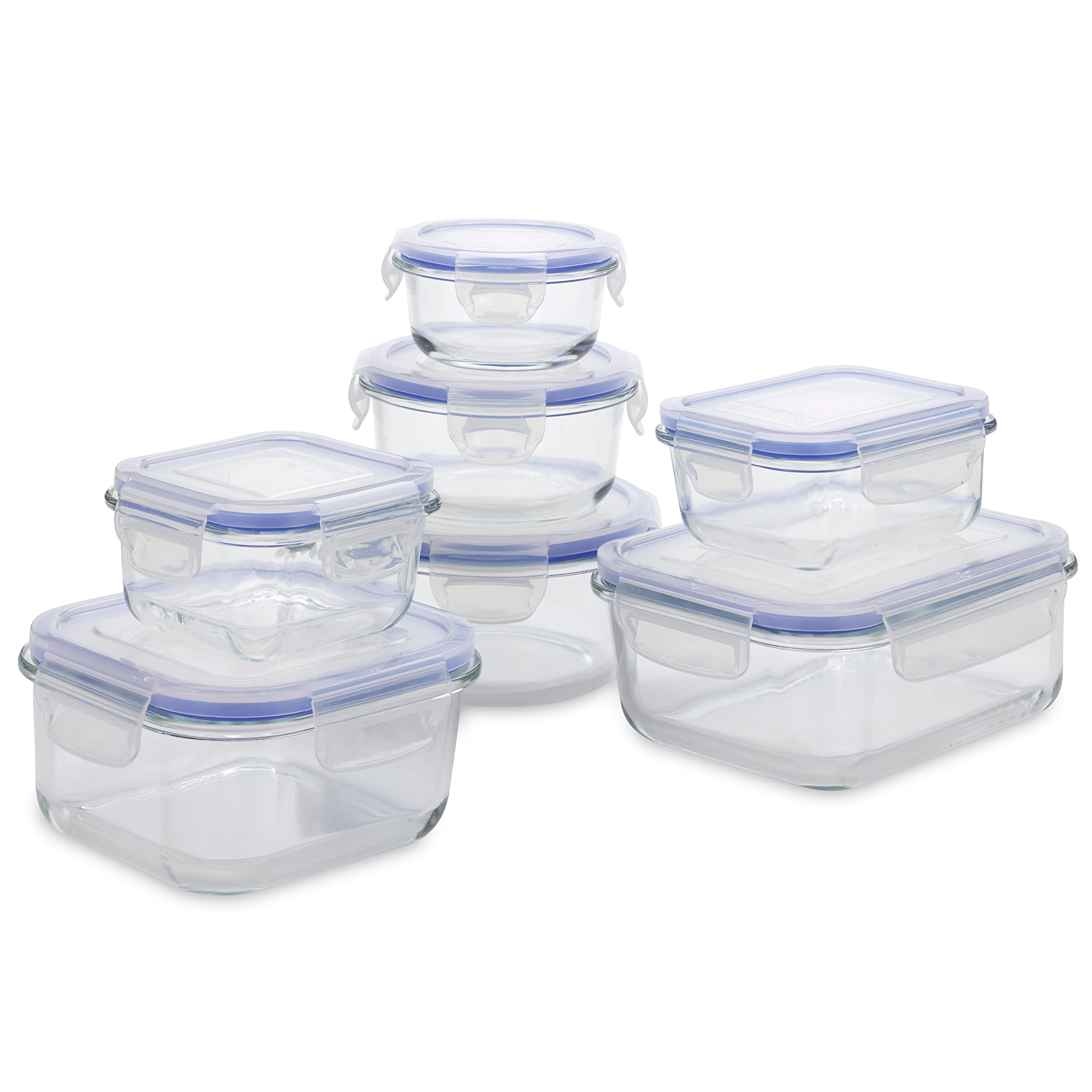 1790 Glass Food Storage Containers with Lids - 11 Pack Airtight Meal Prep Containers | Leakproof Glass Lunch Boxes | Oven & Microwave Safe up to 550℉ (22pc Set) for Meal Prep, Leftovers & Office Lunch Storage