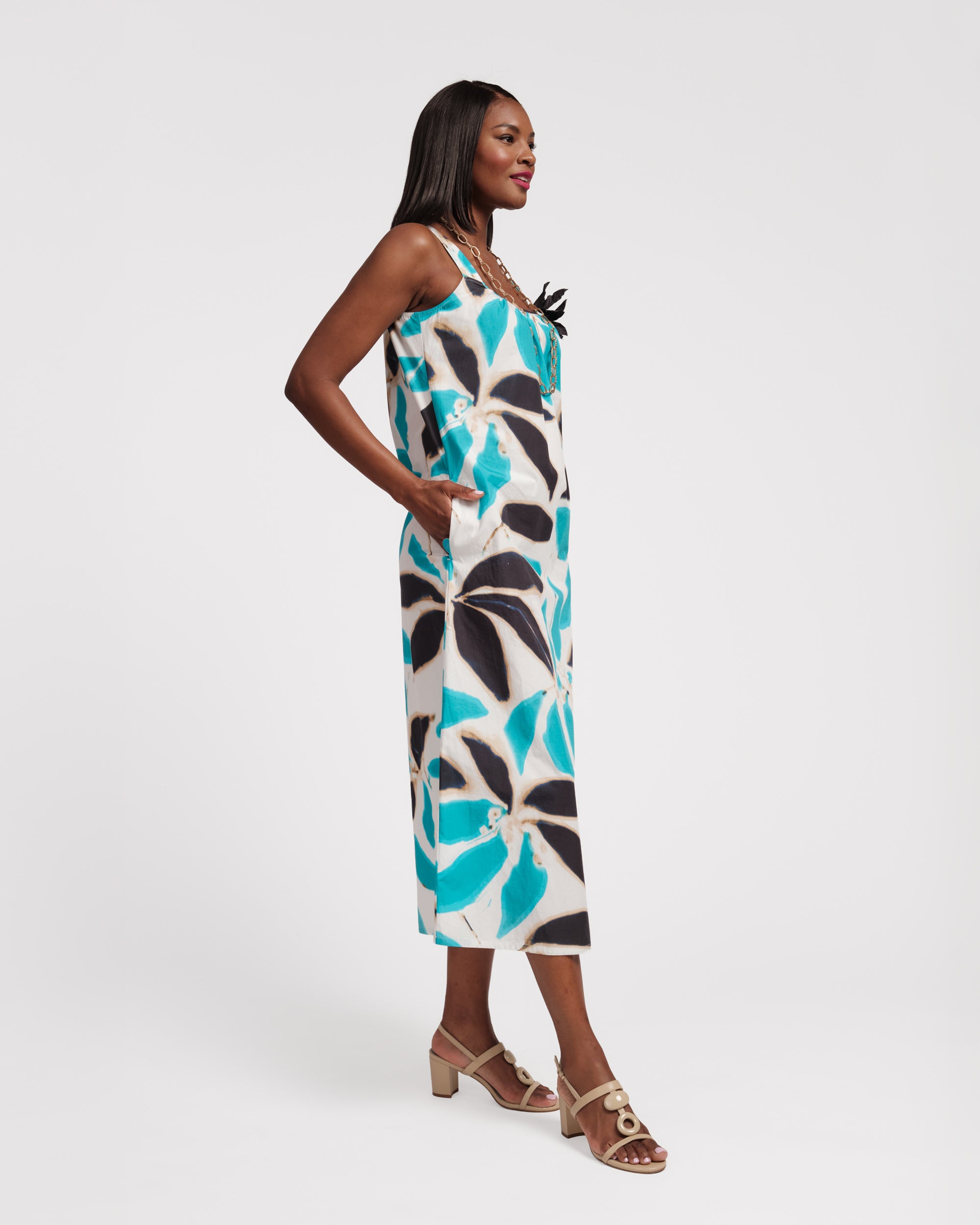 Lynda Maxi Dress - Banana Leaf Blue Floral Print | Women's Summer Beach Dress for Vacation & Casual Wear