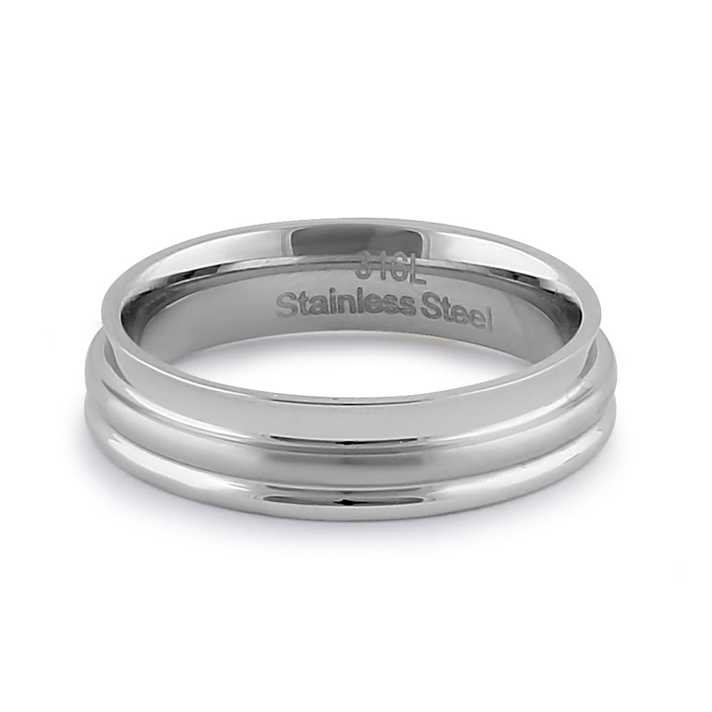 Premium 5mm Brushed Stainless Steel Men's Curved Wedding Band Ring - Durable & Comfortable for Everyday Wear, Anniversary, Proposal & Special Occasions