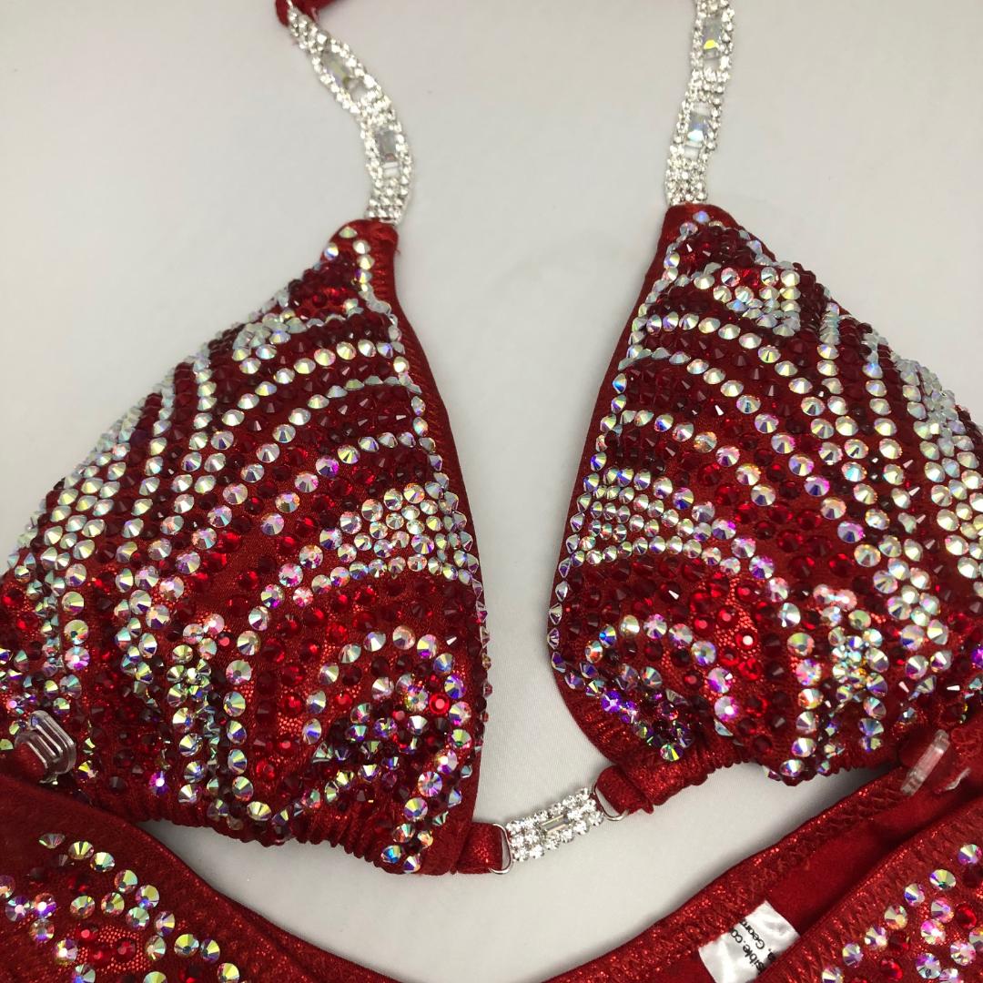 Vampire Red Bikini for NPC IFBB Physique & Figure Competitions - Sexy Competition Swimwear for Bodybuilding & Fitness Shows