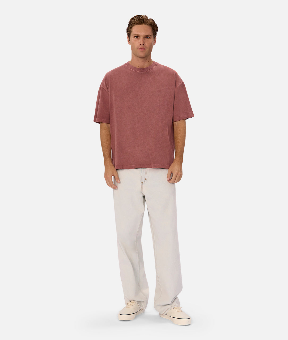 The Del Mar Tee - Soft Cotton Short Sleeve T-Shirt in Oxblood Red for Men | Casual Wear, Street Style & Everyday Comfort