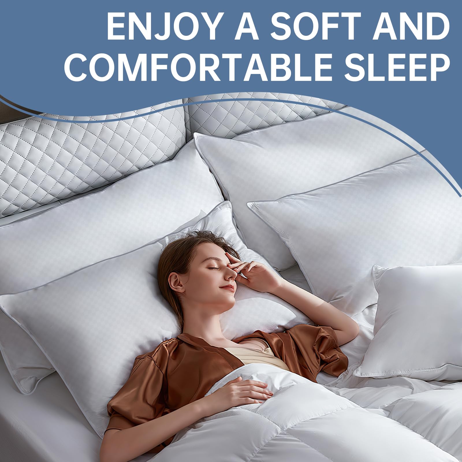 Premium Standard Size Bed Pillows Set of 4 - Hypoallergenic Down Alternative Filling for Back, Stomach & Side Sleepers - Ultra Soft Support for Restful Sleep - Perfect for Home, Hotel & Guest Room Use