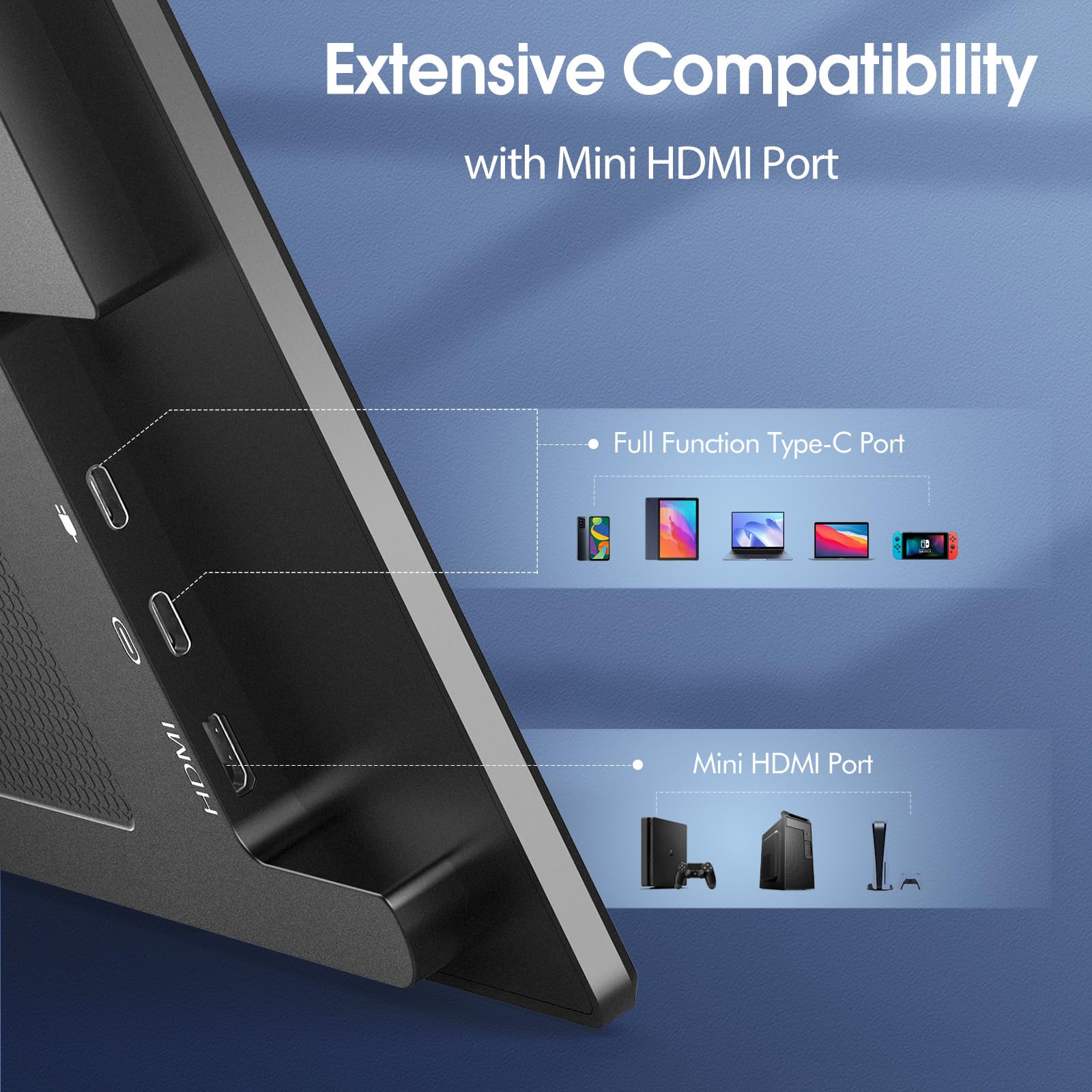 Lepow 15.6 Inch Portable Monitor - 2024 C2 Series FHD 1080P IPS Screen with USB-C & HDMI, Dual Speakers, Foldable Kickstand for Laptop, PC, PS4, Xbox, Phone - Midnight Black | Perfect for Work, Gaming & Travel