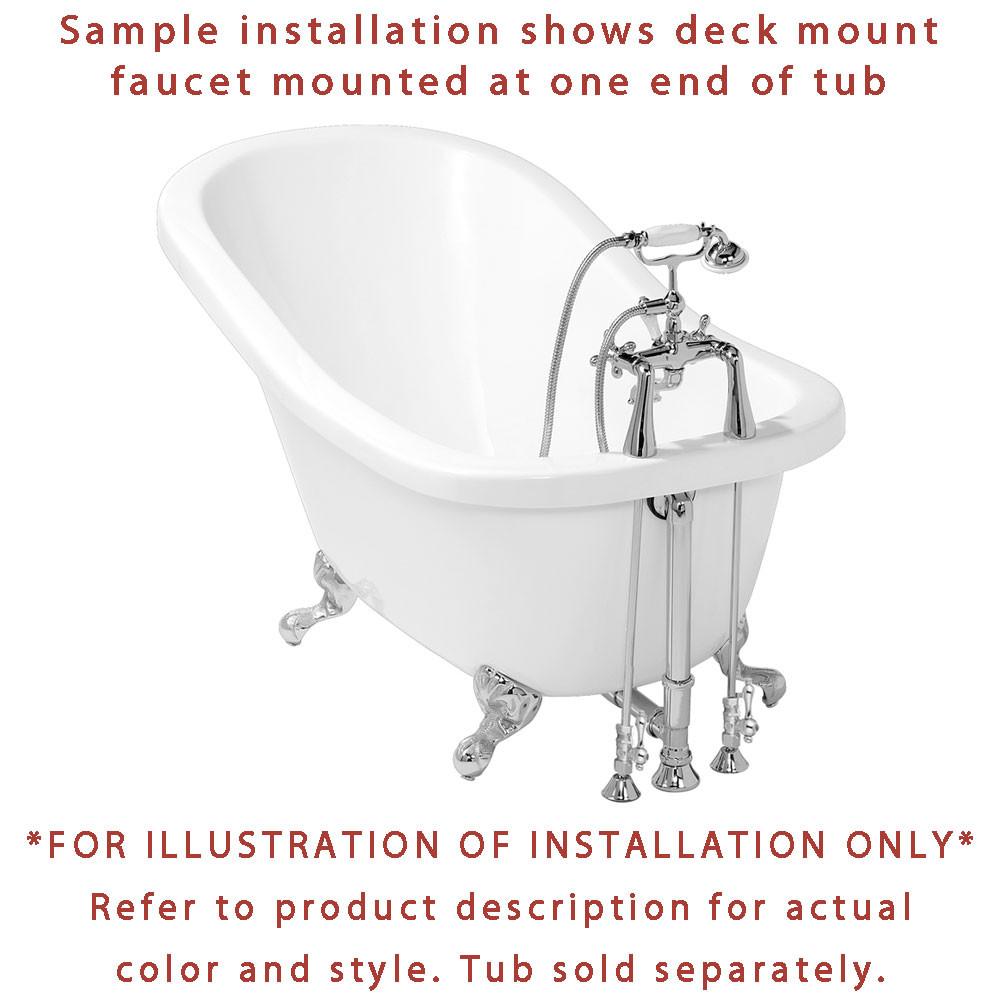 Chrome Deck Mount Clawfoot Bathtub Faucet with Hand Shower and Drain Supplies - CC410T1 System | Perfect for Vintage Bathroom Renovations and Spa-Like Showers
