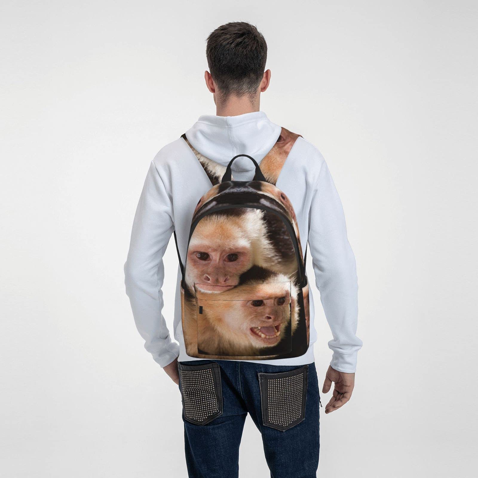 3D Animal Print 16 Inch Laptop Backpack - Capuchin Monkey Design School Bookbag, Travel Daypack & Shoulder Bag for Men & Women | Perfect for College, Work, Hiking & Outdoor Adventures