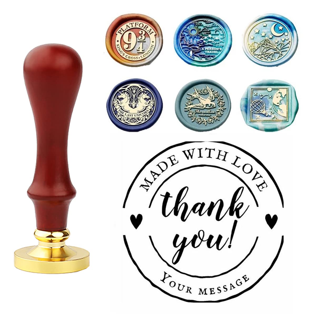 Personalized Wax Seal Stamp Kit - Custom Name Wax Seals for Office Gifts, Thank You Cards & Wedding Invitations | Handmade with Love | Wax Seal Stamp Set for DIY Crafting, Letters & Special Occasions