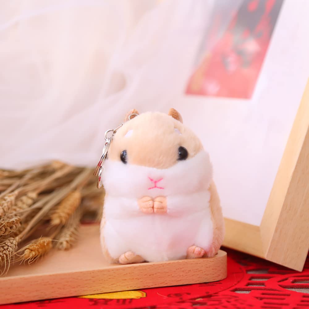 2 Pack Plush Hamster Keychain - Cute Backpack Charm for Handbags & Bags