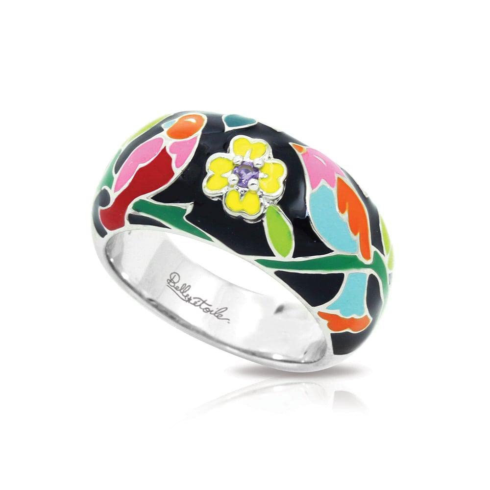 Belle Etoile Songbird Ring - Elegant Black Jewelry for Women - Size 9 - Perfect for Weddings, Anniversaries & Special Occasions