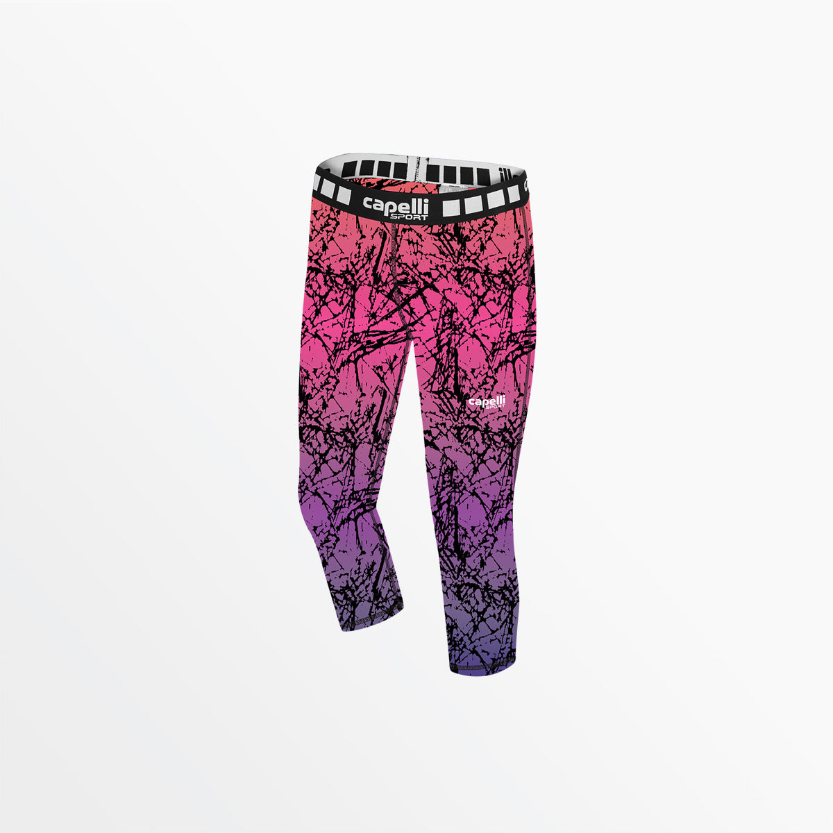 Women's 3/4 Length Distressed Ombre Performance Tights - High Waisted Workout Leggings for Yoga, Running & Gym