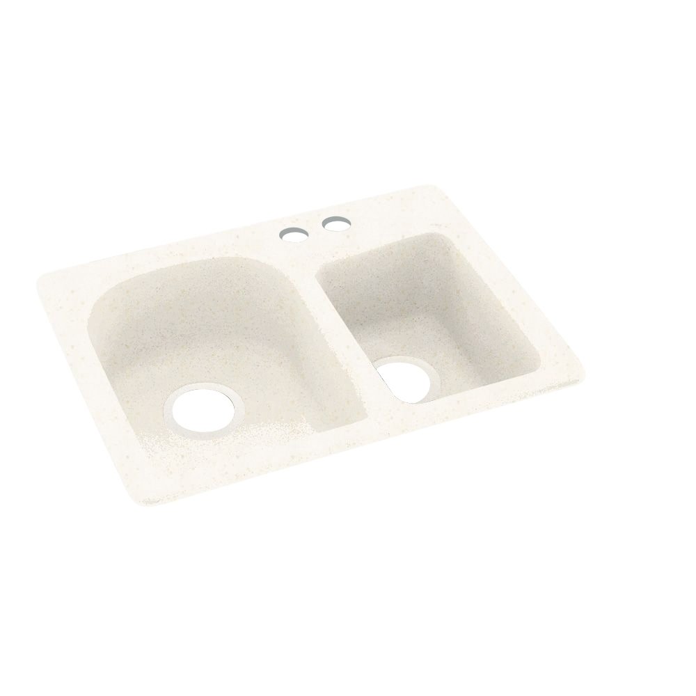 Swanstone KS02518DB.168-2B 18x25 Inch 2-Hole Undermount Solid Surface Kitchen Sink in Baby's Breath White - Durable Composite Material for Modern Kitchens, Perfect for Food Prep and Dishwashing