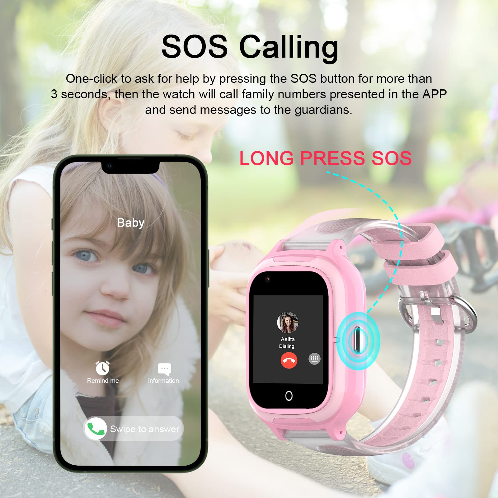 4G Kids Smart Watch for Girls - Unlocked GPS Tracker with Video Calling, Camera, Temperature & Heart Rate Monitor - Global Children's Phone Watch for Safety & Communication - Perfect for School, Outdoor Play & Family Tracking