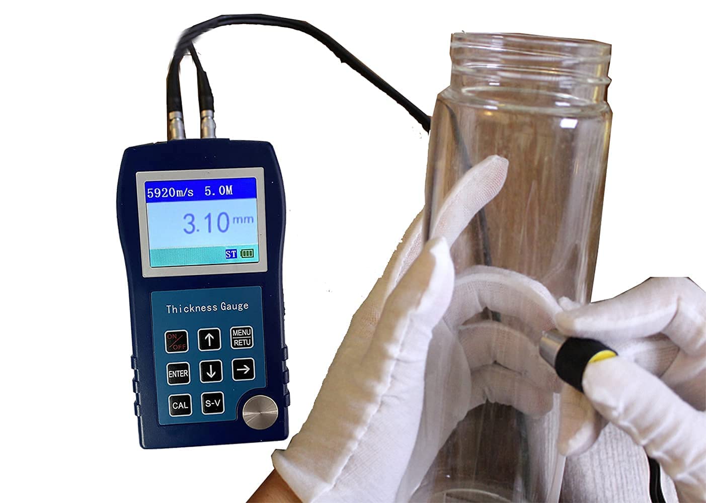 Precision Ultrasonic Thickness Gauge Tester - 0.9 to 300mm Range with 0.1mm Accuracy for Metal, Plastic & Glass - Ideal for Steel, Aluminum, Copper, PVC Pipe & Ductile Iron Inspection in Industrial, Construction & Maintenance Applications