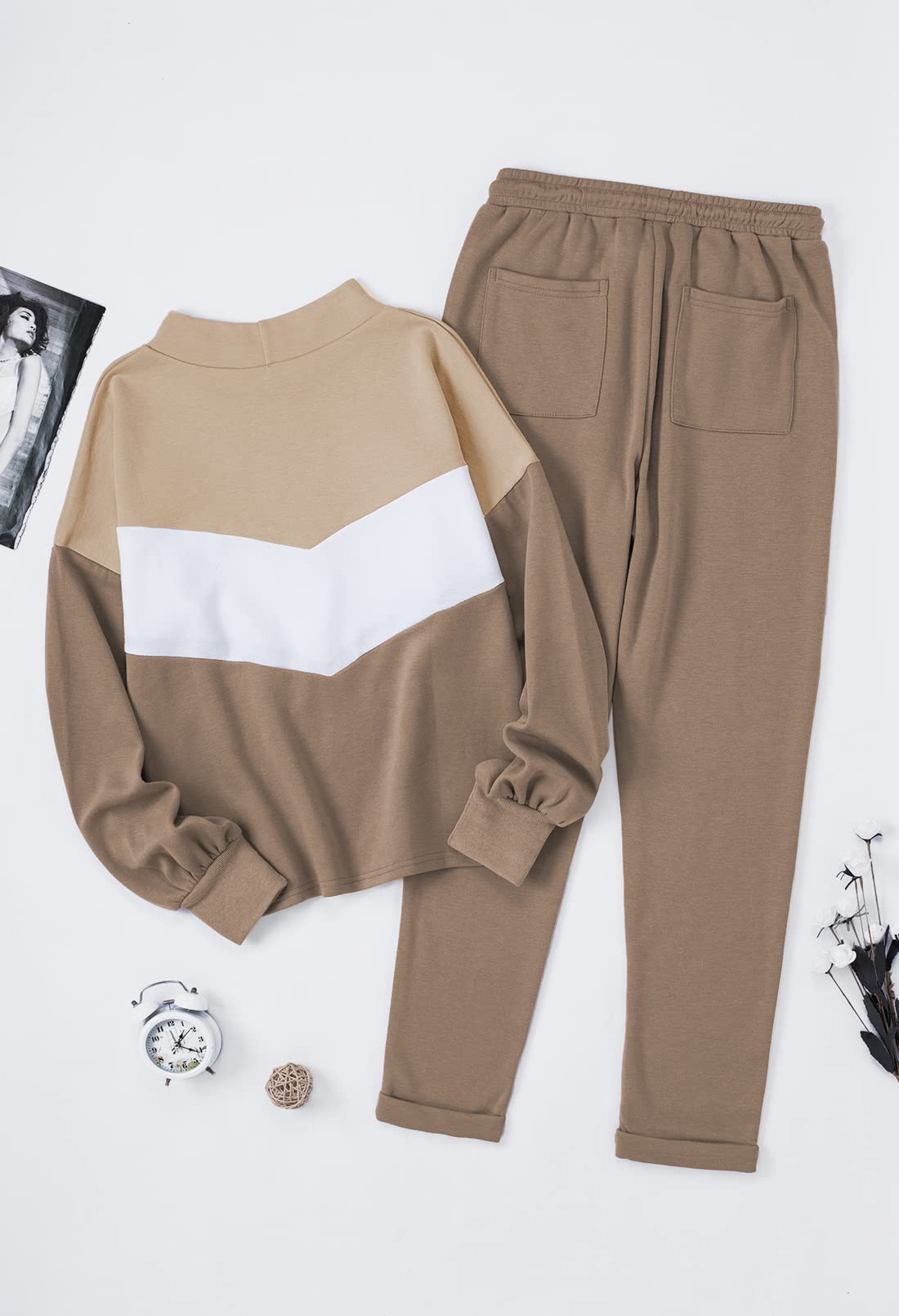Fixmatti Women's 2 Piece Sweatsuit Set - Long Sleeve Pullover Sweatshirt & Jogger Pants - Casual Lounge Wear for Home, Gym & Street Fashion