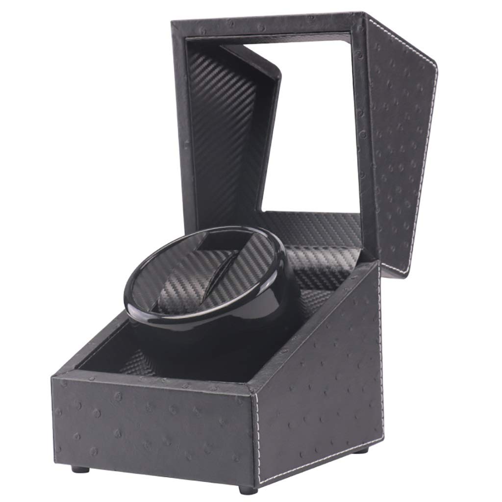 Premium Single Automatic Watch Winder with Ultra-Quiet Motor - Luxury Black Leather Storage & Display Case for Automatic Watches | Perfect for Watch Collectors, Travel & Nightstand Storage (Color: Black)