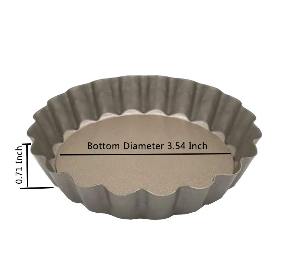 HYVIF 3.5 Inch Mini Tart Pans with Removable Bottom - 4 Pack Non-Stick Carbon Steel Baking Pans for Cupcakes, Quiche & Tartlets | Perfect for Home Baking, Dessert Making & Party Treats (Golden)
