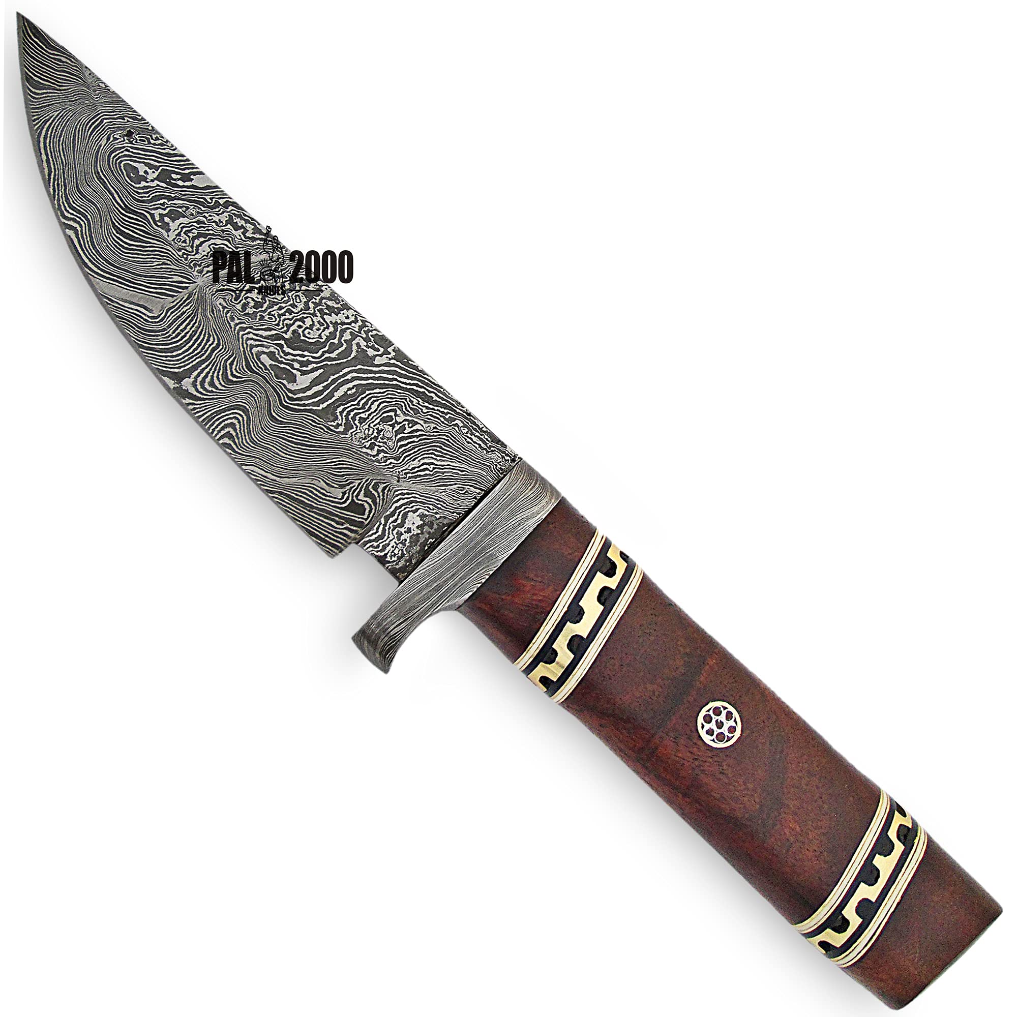 Handmade Damascus Steel Custom Knife with Solid Rosewood Handle - Ssap-9916 in Black, Brown & Gray | Perfect for Outdoor Camping, Hunting & Kitchen Use