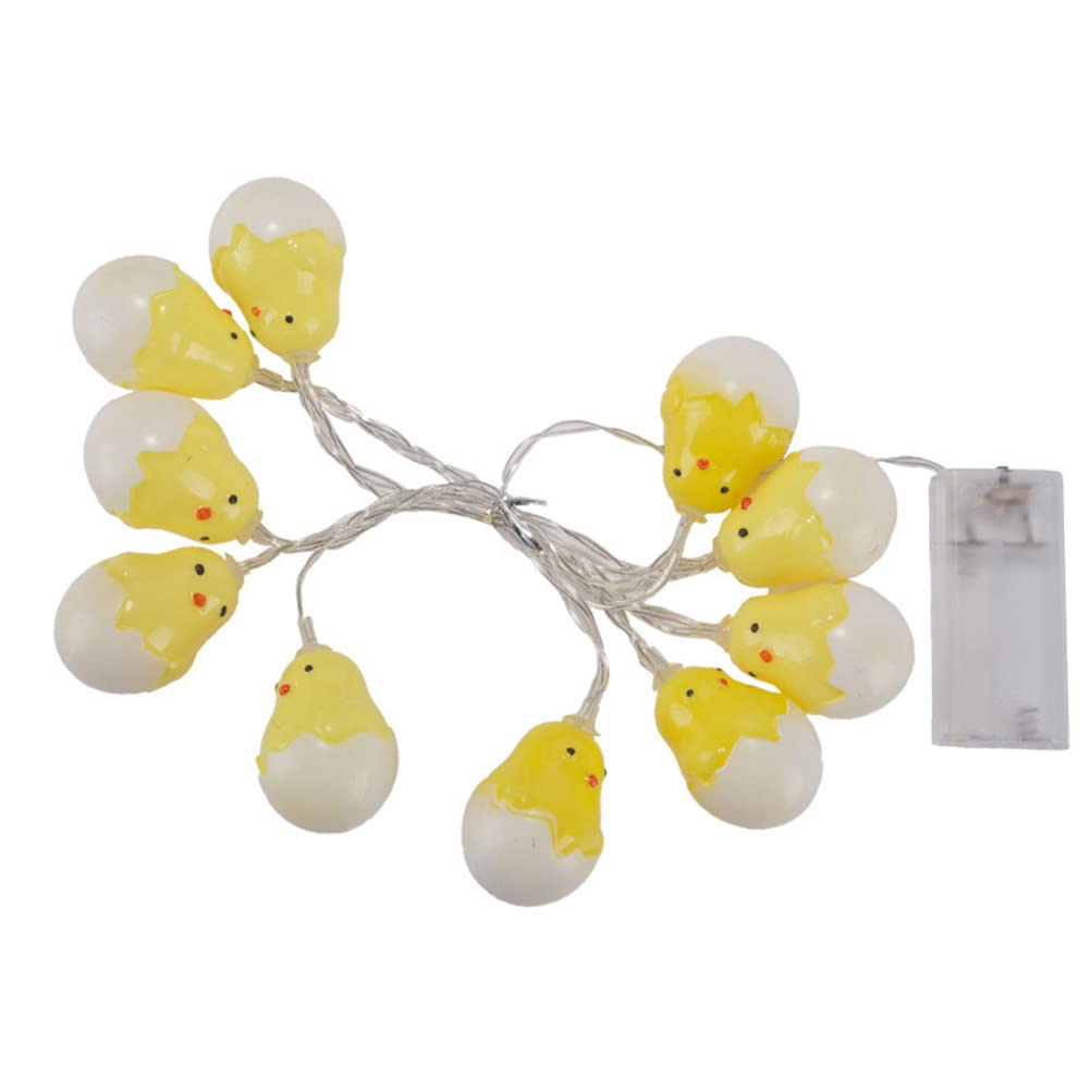 PHEZEN 10 LED Easter Egg String Lights - 2m Battery Operated Fairy Lights with Easter Chick Eggshell Decorations for Kids Room, Wedding, Birthday Party - Warm White Indoor/Outdoor Decorative Lighting (Type A) - Perfect for Easter Decor, Nursery Night Light, Garden Party & Holiday Ambiance