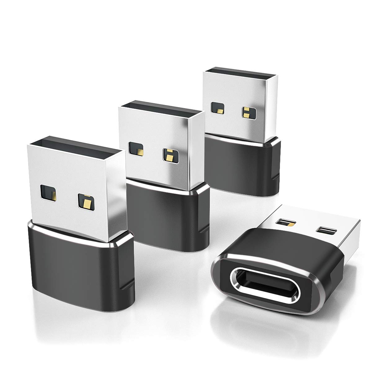 Elebase USB to USB C Adapter 4 Pack - Type C Female to A Male Charger Converter for iPhone 14/13/12/11 Pro Max, Apple Watch Ultra/8/7, AirPods, iPad 9/10/Air 5/Mini 6, Samsung Galaxy S23/S22/S21 - Fast Charging & Data Sync for Home, Office & Travel