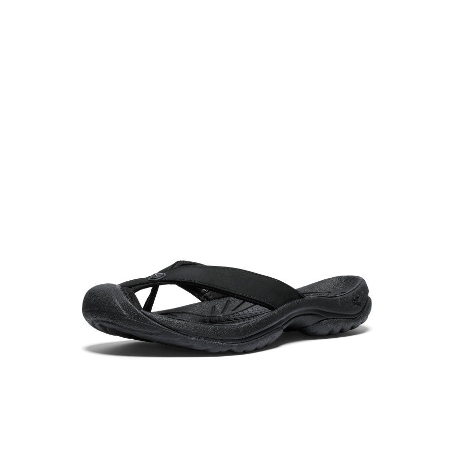 Women's Waimea Leather Flip Flops - Black/Black | Comfortable & Stylish Sandals for Beach, Pool & Summer Outfits