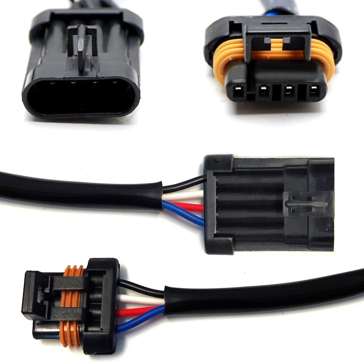 4 Pin GM LS1 LS6 O2 Oxygen Sensor Connector Kit - Female & Male Plugs with 7 Inch Pigtails - Compatible with Chevy, GMC, Cadillac - Perfect for Engine Performance & Emissions Repair