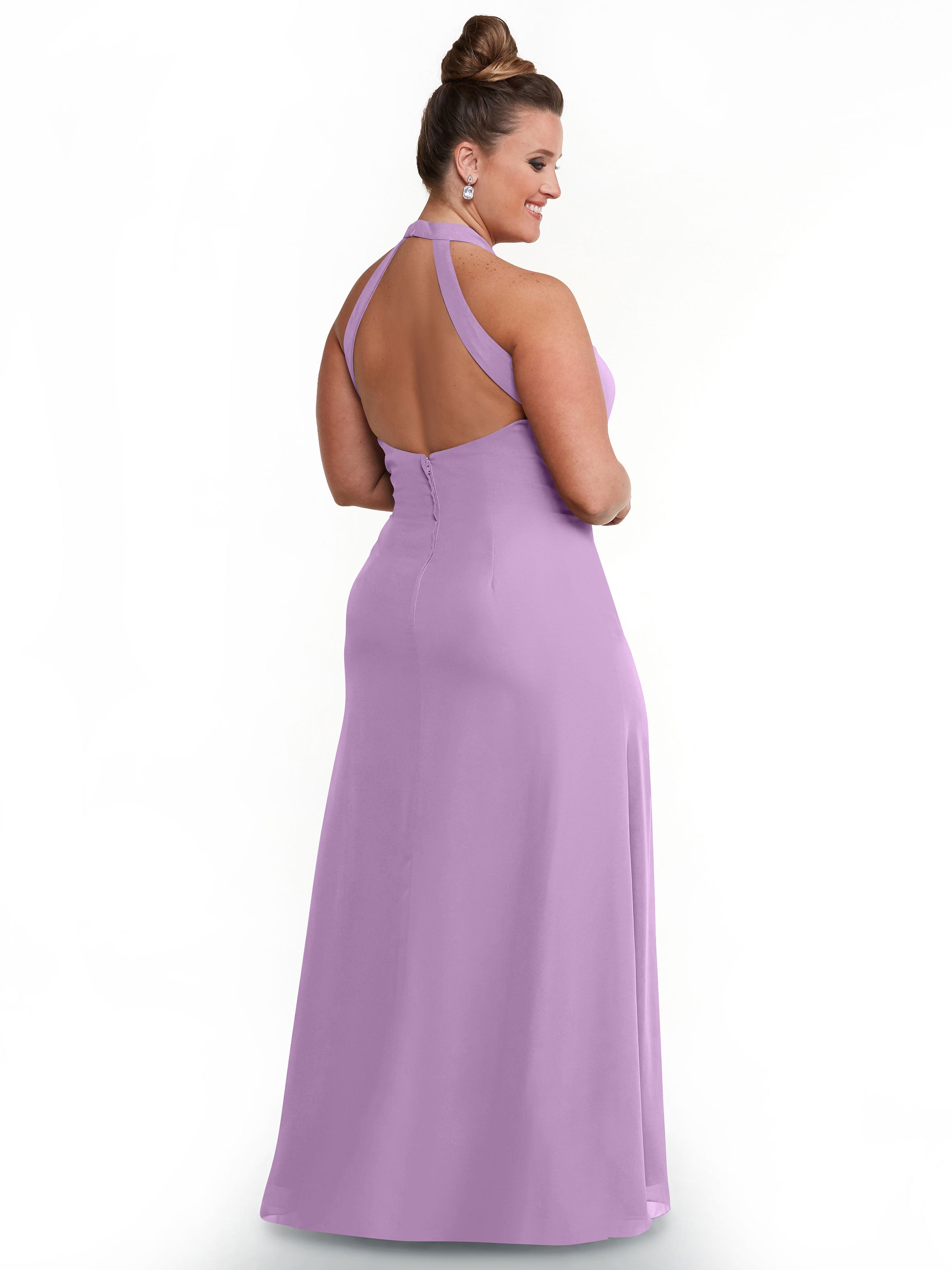 Elegant 80138 Chiffon A-Line Bridesmaid Dress with Keyhole Halter Neckline - Perfect for Weddings, Formal Events & Special Occasions