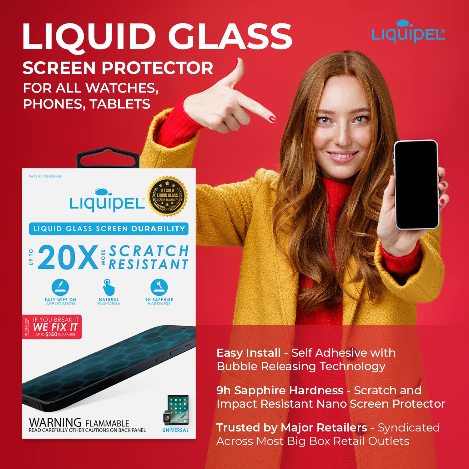 Liquid Glass Screen Protector 9H Hardness for Smartphones & Tablets - Shatterproof Protection for Daily Use