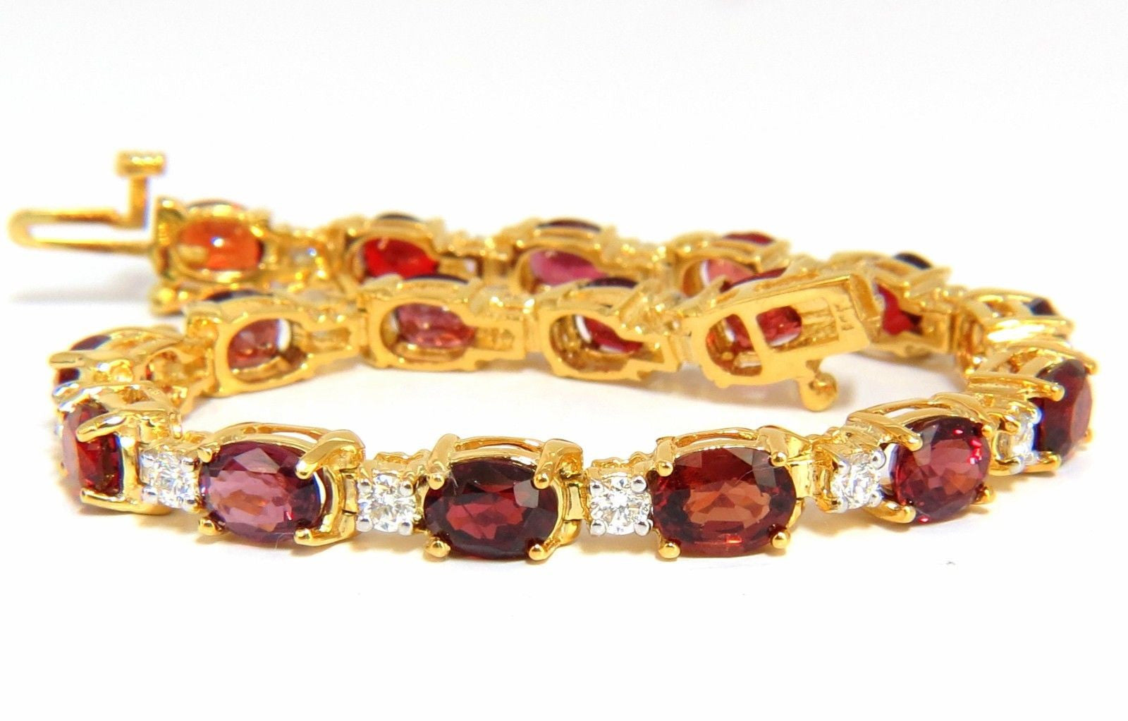 14.81ct Natural Unheated Red Spinel & Diamond Tennis Bracelet in 14K Gold - Elegant Jewelry for Weddings, Parties & Special Occasions