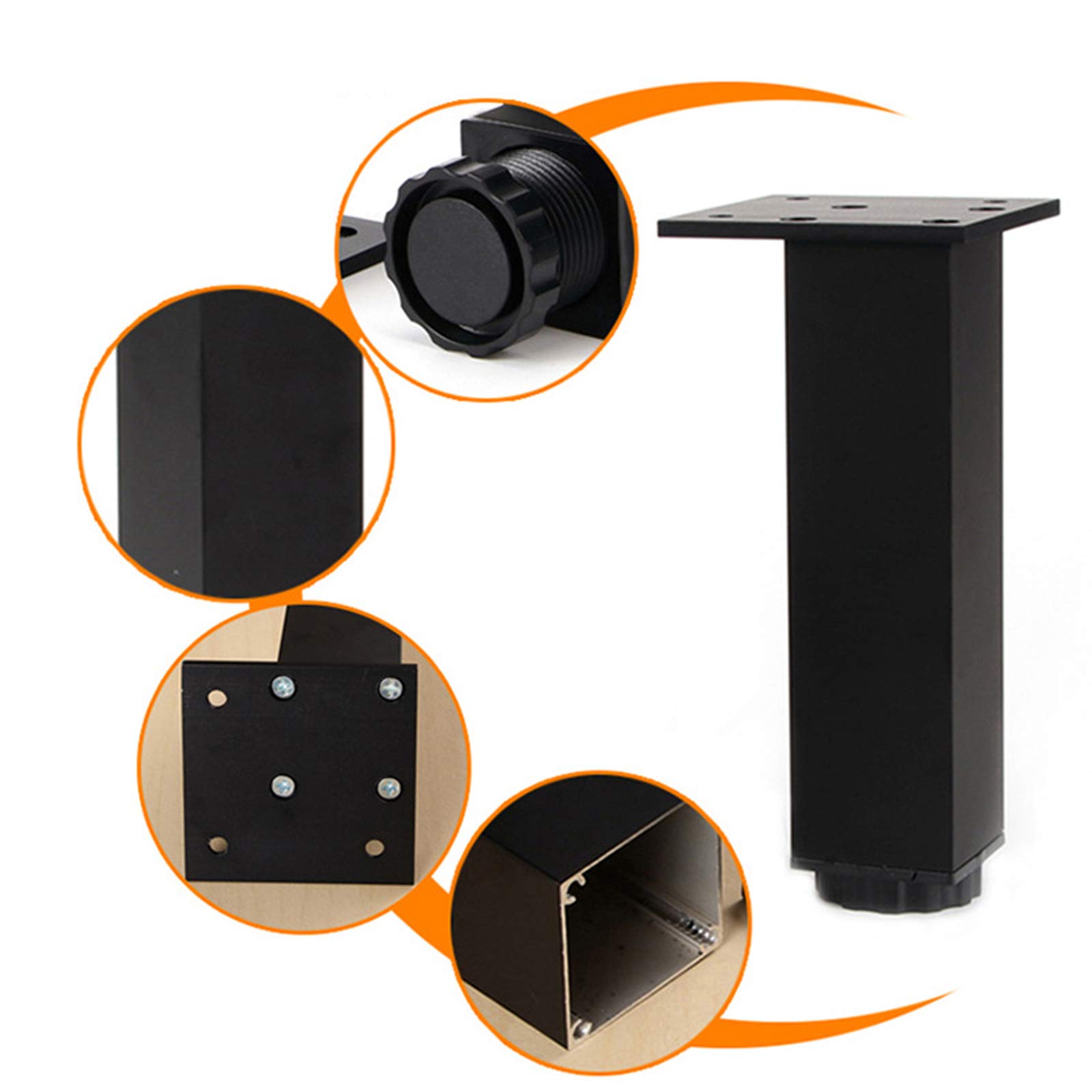 14 Inch Adjustable Metal Sofa Support Feet - Heavy Duty Replacement Table Legs for Coffee Tables, Chairs & Nightstands - Perfect for Home Office & Living Room Furniture Upgrades