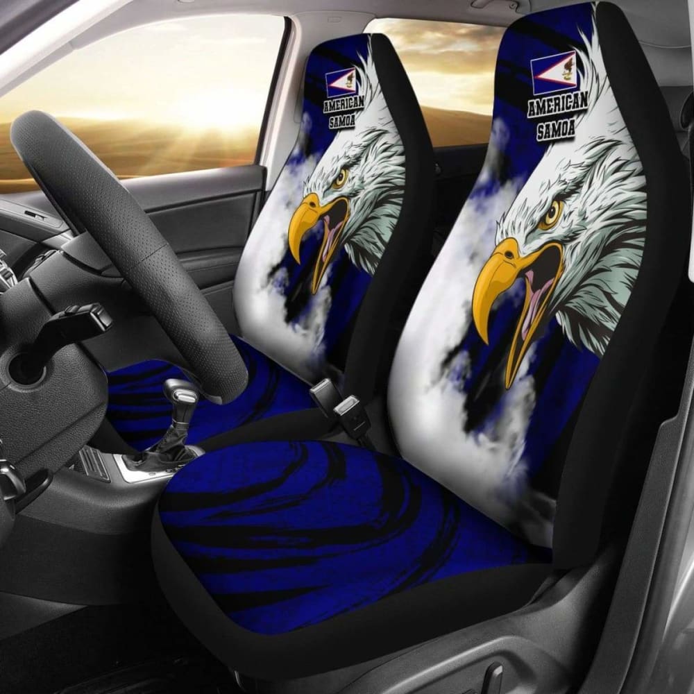 Premium American Samoa Car Seat Covers with Bald Eagle Design - Durable & Stylish for Trucks, SUVs, and Sedans - Perfect for Road Trips, Daily Commutes, and Outdoor Adventures