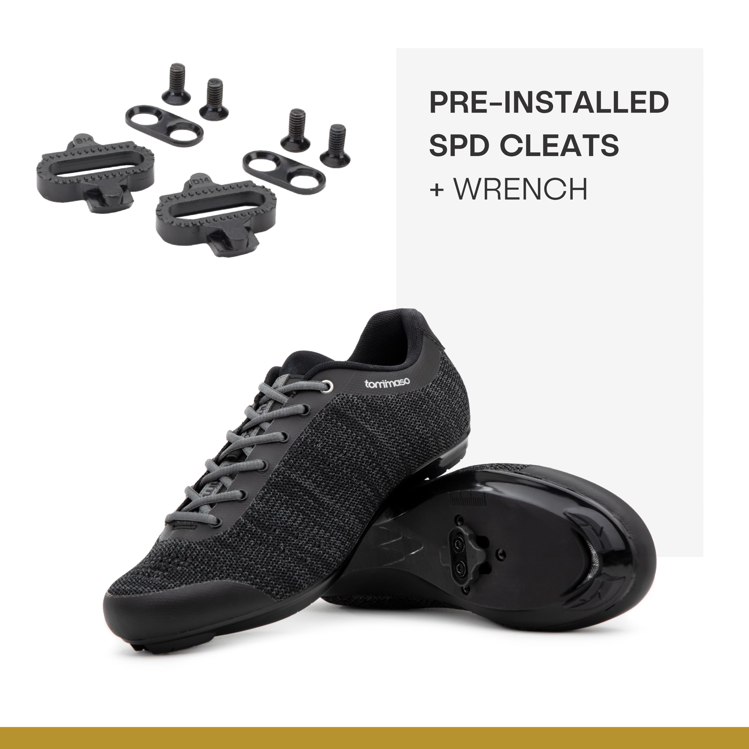 Tommaso Strada Men's SPD Cycling Shoes with Delta Clips - Indoor Spinning & Peloton Bike Shoes for Road Cycling - Comfortable & Durable for Gym, Studio & Outdoor Riding